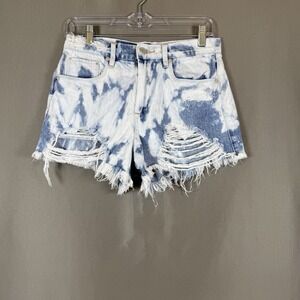 BLANK NYC Women's The Barrow Vintage High Rise Denim Short Destroyed Size 27